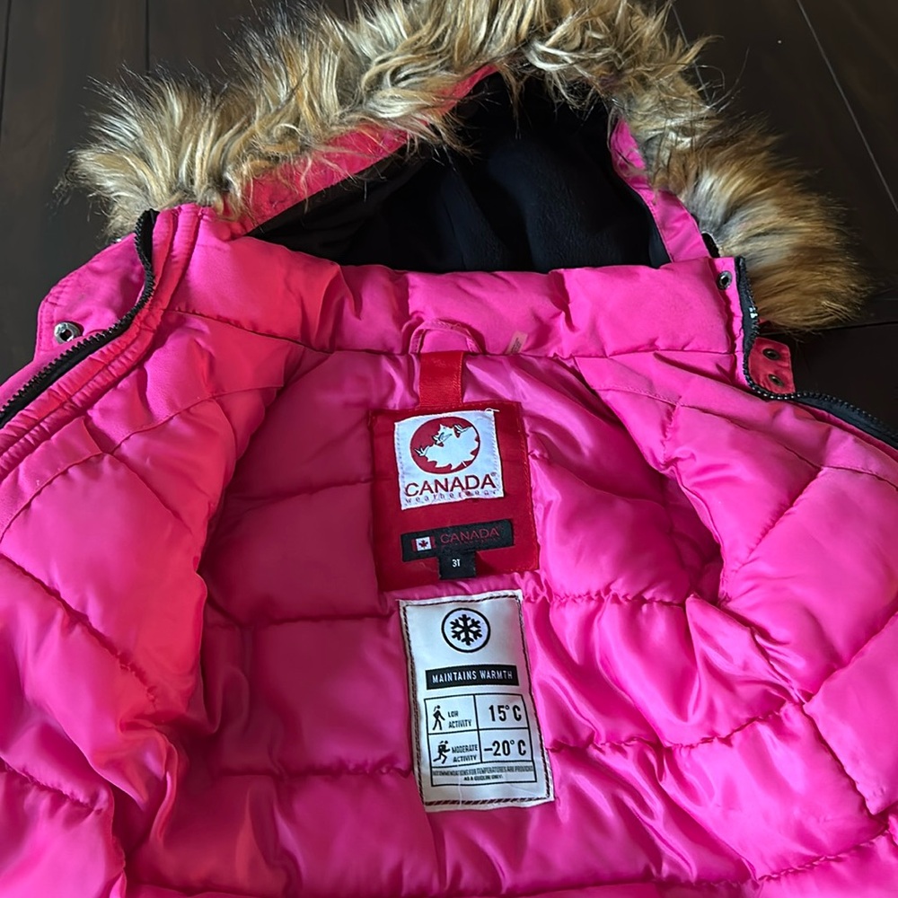 Canada Weather Gear Kids Pink Girls, Faux-Fur-Trim Hooded Jacket size 3T